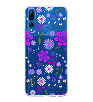 Huawei Y9 Prime 2019 Uyumlu Kapak Flowers Tasarımlı Şeffaf Silikon Kılıf