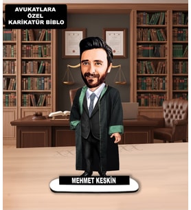 KİŞİYE ÖZEL KARİKATÜR AVUKAT TASARIMLI ERKEK BİBLO , AVUKATLAR GÜNÜ HEDİYESİ