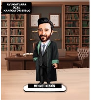 KİŞİYE ÖZEL KARİKATÜR AVUKAT TASARIMLI ERKEK BİBLO , AVUKATLAR GÜNÜ HEDİYESİ