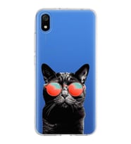 PrintiFy Xiaomi Redmi 7A ile Uyumlu 1mm Slim Fit Kedi 3 050d Baskılı Şeffaf  Kılıf
