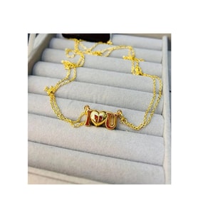 Gold I Love You Mıknatıslı Sevgili Çift İkili Kolye (Gümüş)