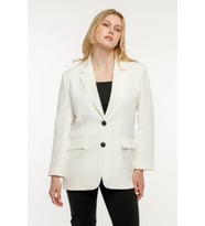 Ekru Kadın Düğmeli Oversize Blazer Ceket