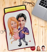 BK Gift Kişiye Özel Sevgililer Karikatürlü Taşınabilir Koruyucu Tablet Kılıfı & Organizer Çanta - Kırmızı-3
