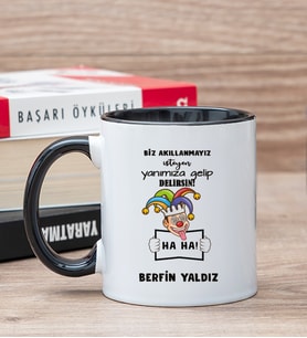 Kişiye Özel Biz Akıllanmayız Tasarım Esprili  Siyah Kupa Bardak