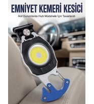 Şarjlı Acil Durum Feneri Elektronik Çakmak Tornida ve Emniyet Kemeri Kesicili Taşınabilir El Feneri