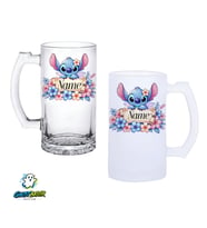 Kişiye Özel Stitch Kulplu Bira Bardağı Buzlu veya Şeffaf Seçenekli 0320