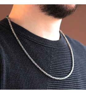 Kral Modeli 3mm Gümüş Zincir
