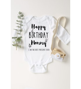 Doğum Günün Kutlu Olsun Anneciğim Uzun Kol Çıtçıtlı Bebek Body