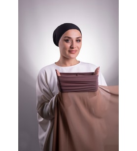 Koyu Vizon Pratik Hazır Geçmeli Şal Şifon Boru Boneli 3001_38
