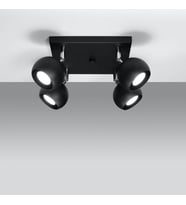 Rsylight Retro Siyah Kare 180 Derece Hareketli Modern Spor 4 Lü Led Spot Avize Beyaz Ampullü