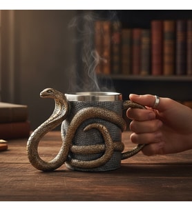 Yılan Tasarımlı Metal Kupa – Gotik Stil, Benzersiz Dekoratif Kahve Kupası” 🐍☕ (Lacivert)