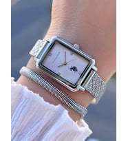 U.S.POLO ASSN Çelik Kordon 5 Atm Suya Dayanıklı Kadın Kol Saati+Bileklik Hediyeli USPA.2083.G01 (Gümüş)