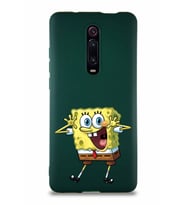 Xiaomi Redmi K20 Soft Premier Kapak Sünger Bob Tasarımlı Silikon Kılıf - Yeşil (Şeffaf)