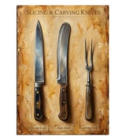Mutfak Slicing Carving Bıçak Seti Dekoratif Kanvas - Mdf Ahşap Tablo