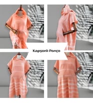 Kişiye Özel İsim Nakışlı Kapüşonlu Çocuk Pançosu (Turuncu)