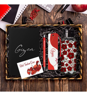 eJOYA Öğretmenlere Özel Tasarım Defter & Kalem & Matara & Akrilik Kitap Ayracı Hediye Kutusu 114410