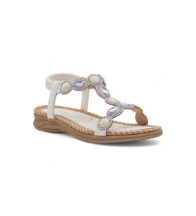 Pepita 306 Anatomic Taban Taşlı Rahat Garantili Kadın Sandalet (Beyaz)