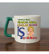 Tohumlar Fidana, Fidanlar Ağaca Baskılı Yeşil Kulplu D Kupa (Beyaz)
