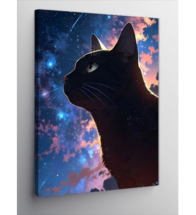 Kanvas Tablo Galaktik Gözlemci Kedi