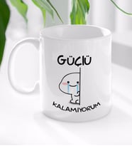 BK Gift Güçlü Kalamıyorum Tasarımlı Beyaz Kupa Bardak-1
