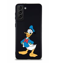 Samsung Galaxy S21 Plus Soft Premier Kapak Donald Duck-C Tasarımlı Silikon Kılıf - Siyah (Şeffaf)