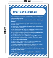 Metal Apartman Kuralları 20cm x 30cm A4 Büyüklüğünde Uyarı Levhası Yönlendirme Tabelası