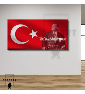 Panoramik Kanvas Makam Panosu Atatürk Sözleri  Sanatsız kalan bir ulusun  hayat damarlarından