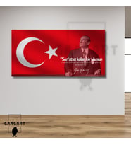 Panoramik Kanvas Makam Panosu Atatürk Sözleri  Sanatsız kalan bir ulusun  hayat damarlarından