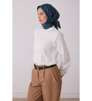 Etnik Desen %100 Twill İpek Eşarp BE22