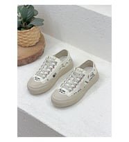 Guja 26y312-1 Kadın Baskılı Jean Sneaker Spor Ayakkabı (Bej)