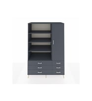 Kronos Dolap 8 Raflı 6 Çekmeceli Tek Kapaklı  132x59x195 Antrasit-Antrasit/Antrasit
