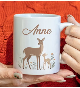BK Gift Anne ve Yavrusu Beyaz Kupa Bardak -12, Anneler Günü ve Kadınlar Günü Hediyesi