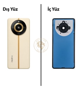 Oppo KAPAK Realme 11 Pro Plus Bej Arka Kapak Arka Cam Batarya Kapağı Lazer Kesim Kapak Pil Kapağı Back Cover