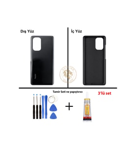 Yapıştırıcı Redmi K40 Pro Siyah Yapıştırıcı Arka Pil Kapağı Batarya Kapağı + B-7000 Yapıştırıcı