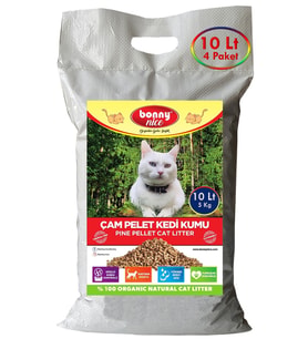 Bonny Nice Doğal Pellet Çam Peleti Kedi Kumu 5 kg 10 l x 4 Paket