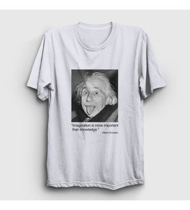 Presmono Unisex Beyaz Imagination Scientist Albert Einstein T-Shirt 334991tt