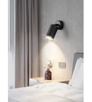 RİOLİGHT MODERN MAFSALLI HAREKETLİ BAŞLIK SİYAH YATAK BAŞI SPOT LED APLİK (AMPUL DAHİL)