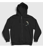 Presmono Unisex Siyah Hide And Seek Astronaut Space Astronot Uzay Fermuarlı Kapüşonlu Sweatshirt 282500tt