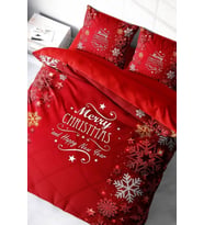 Yılbaşı Çift Kişilik Nevresim ( Lastikli Çarşaflı ) %100 Pamuk Saten Noel Love