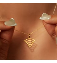 Wifi Sembol Kolye 925K Gümüş (Gold)