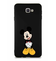 Samsung Galaxy J7 Prime Soft Premier Kapak Mickey Mouse-A Tasarımlı Silikon Kılıf - Siyah (Şeffaf)