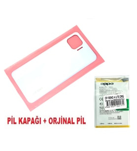 Tkgz Oppo Reno 4 Lite Arka Kapak Batarya Pil Kapağı + PİL BEYAZ