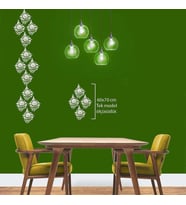 Baklava Dilimi Şeklinde Çiçek ve Yaprak Motif Desenli Silüet Dekoratif Duvar Sticker, Çıkartma, Eti