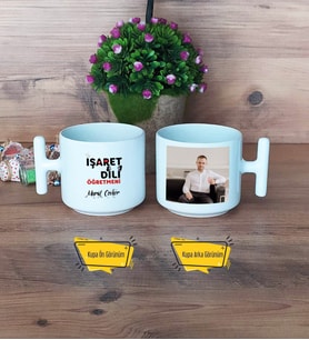 İşaret Dili Öğretmeni Kupa Bardak T Fotoğraflı Öğretmenler Günü Hediyesi