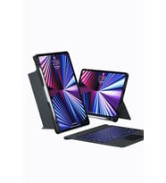 iPad Air 13 M3 2025 Uyumlu Fuchsia Touch Pad Bluetooth Klavyeli Standlı Mıknatıslı Tablet Kılıfı