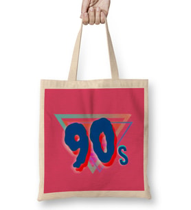90s Vintage Retro Design Slogan Style Art- Tv Kid Movies Bez Çanta Uzun Saplı