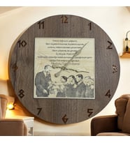 Ahşap Desen Duvar Saati - Andımız - Epoksi Reçine Kaplamalı - 40 cm (Çok Renkli)