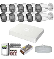 Hıkvısıon Colorvu Gece-Karanlıkta 7/24 Renkli ve Sesli 10 Kameralı Set 1tb 7/24 HDD (Siyah - Beyaz)