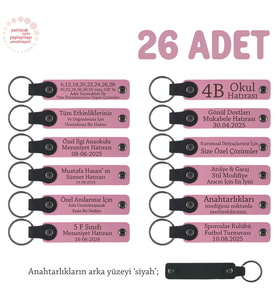 Pembe & Siyah, Söz Merasiminde Misafirlere Özel 26'lı Set Üzerine İsim Yazılabilen Hatıra Anahtarlık