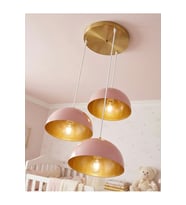 3’lü Sarkıt Avize E27 Uçuk Pembe Gold Metal Modern Tavan Aydınlatma Genç Bebek Odası Avize